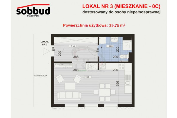 dolnośląskie, oleśnicki, Oleśnica, Kawalerka, 39,75 m2, parter, osoby niepełnosprawne